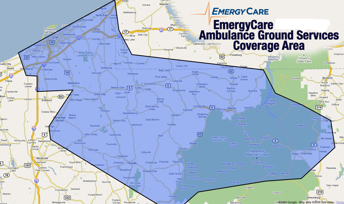 Coverage Map without Corry Ambulance Coverage Map without Corry Ambulance